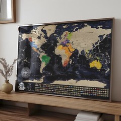 Personalized Scratch Travel Map – Scratch off World Map with Country Flags