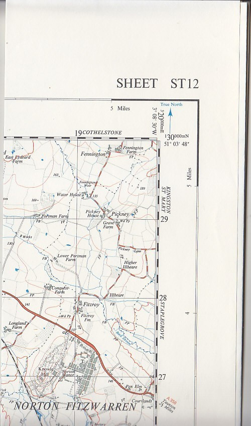 Ordnance Survey 1:25,000 First Series Map Sheet ST 12 Wellington Somerset