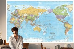 World Map Political Poster Educational Art Wall Chart Travel 45X73CM 18*29in