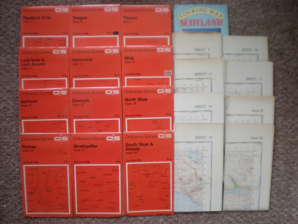 NORTH SCOTLAND & SKYE 1960S OS ORDNANCE SURVEY MAPS ONE INCH SEVENTH SERIES LOT