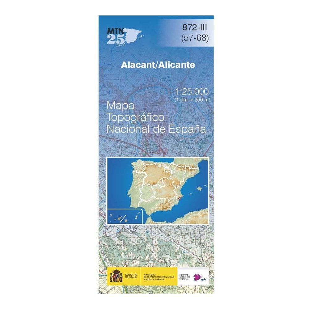 Spain map 0872-III: Alicante/Alacant hiking walking topographic 1:50K