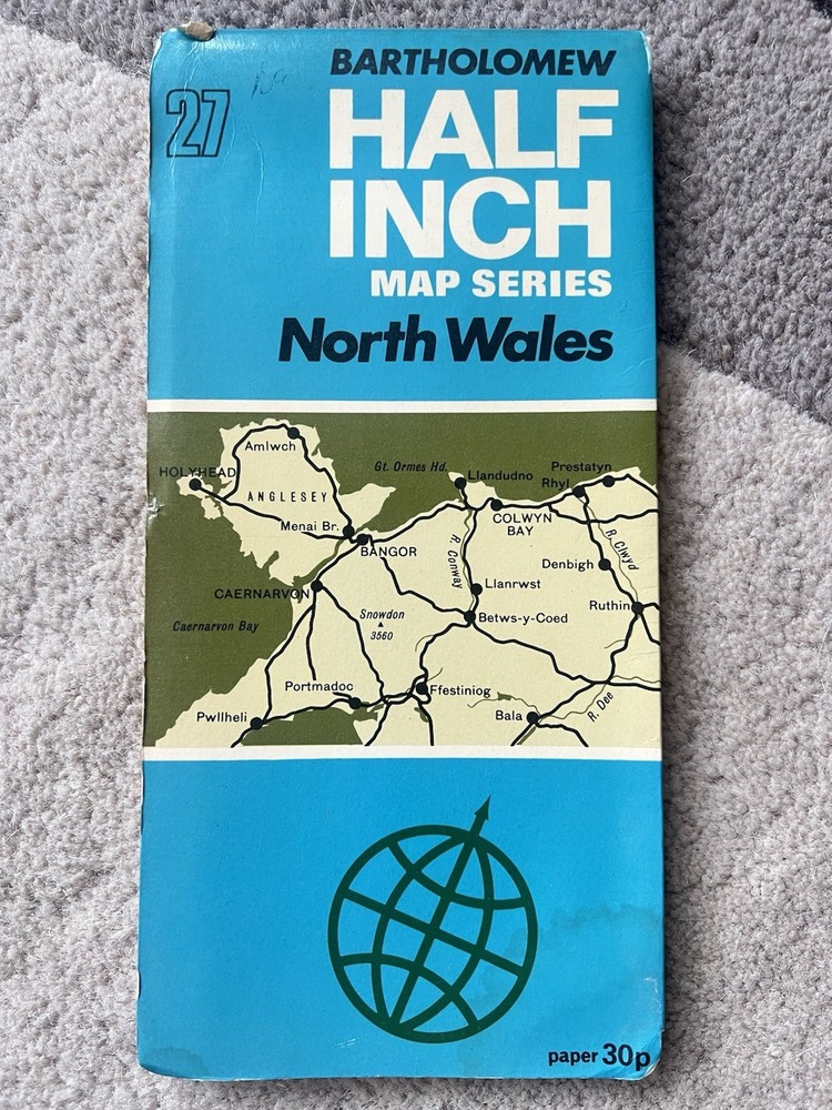 Bartholomew Map North Wales Snowdonia Vintage 70s 1971 Paper ½” Free Post UK