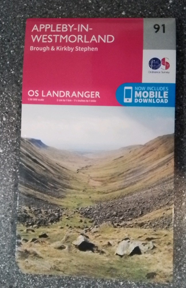 OS – Ordanance Survey Landranger No 91 – Appleby – In – Westmorland.