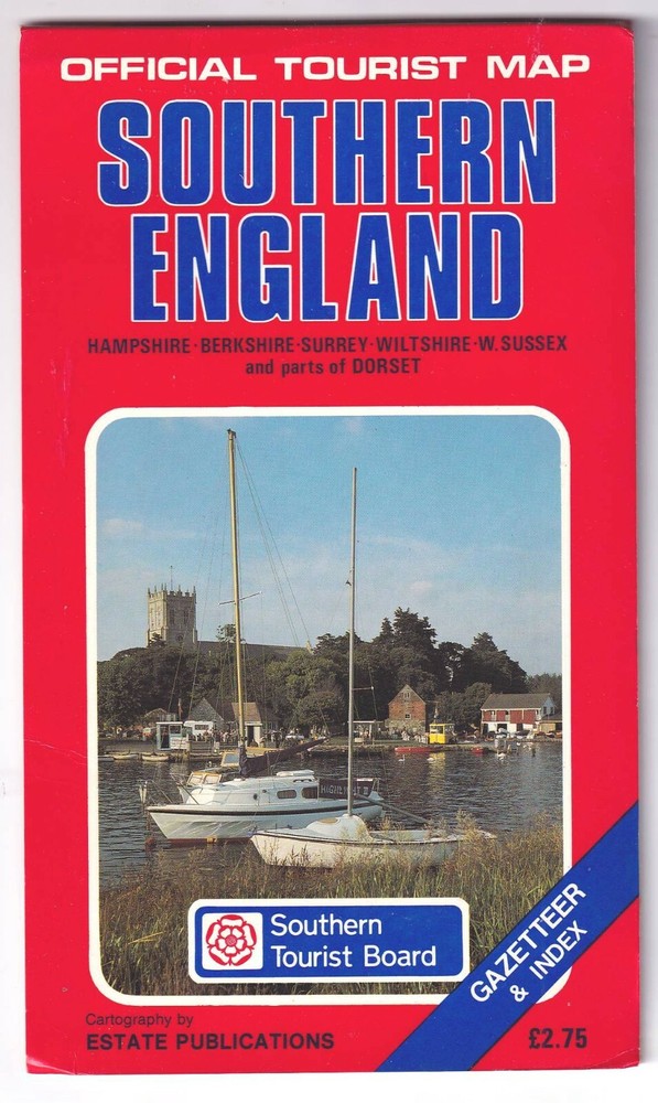 OFFICIAL TOURIST MAP: SOUTHERN ENGLAND – Hants, Berks, Surrey, Wilts. W.Sussex,
