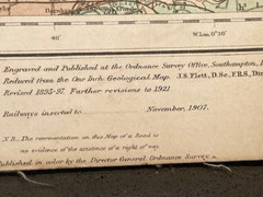 The O/S Geological Survey 1924 Map Of England & Wales Revised Edition By J.Flett