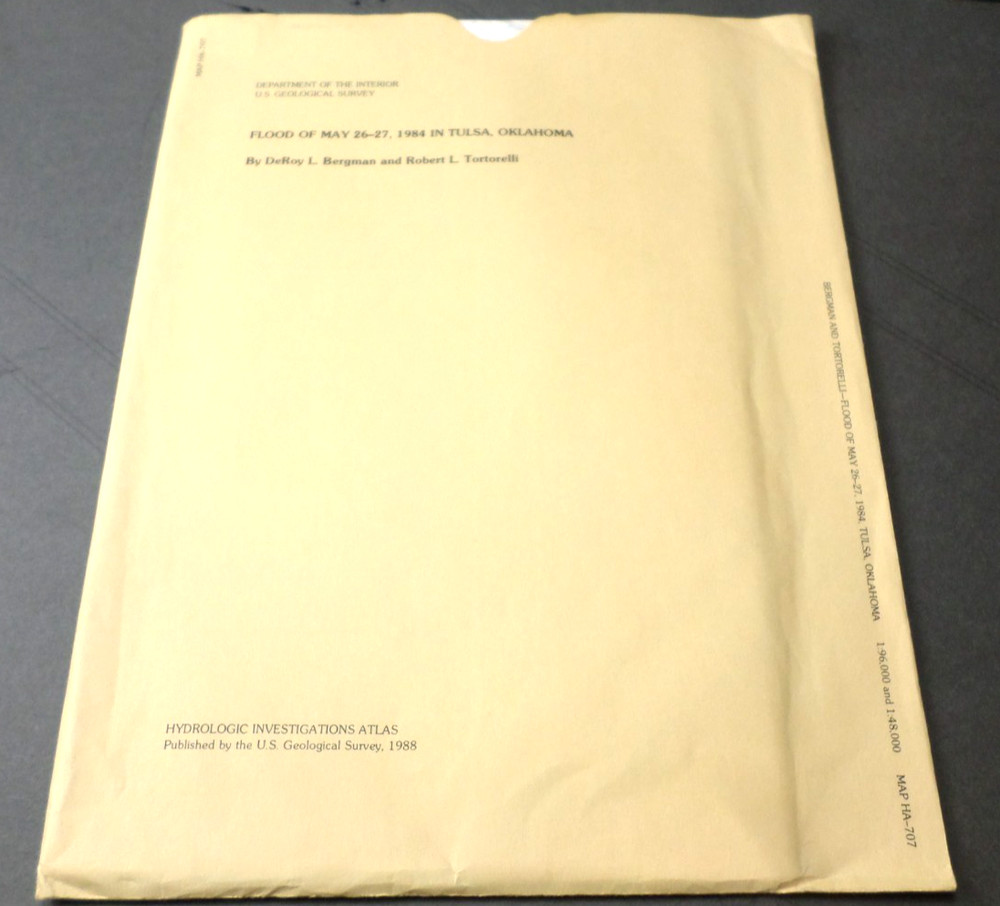 1988 USGS Flood of May 26-27, Tulsa Oklahoma HA-707, HUGE Map Mint