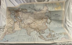 Vintage National Geographic Map Asia And Adjacent Regions March 1951