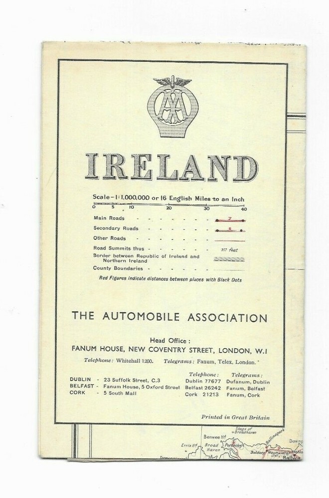 Automobile Association Folding Map of Ireland – not dated