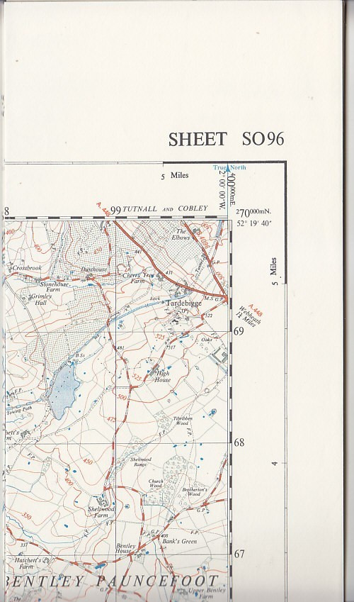 Ordnance Survey 1:25,000 First Series Map Sheet SO 96 Droitwich (East)