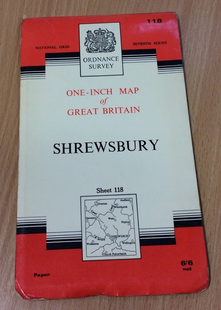 Vintage Ordnance Survey One Inch Map Of Shrewsbury