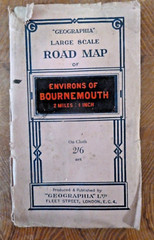 Geographia Cloth Road Map Environs of Bournemouth Boscombe Salisbury Southampton