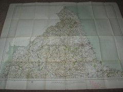 Ordnance Survey Antique 1/4″ Map – Sheet 1 Northern England – 1909 on cloth