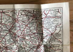 Vintage 1960s road map, 50 miles about Birmingham, Geographia, cloth backed