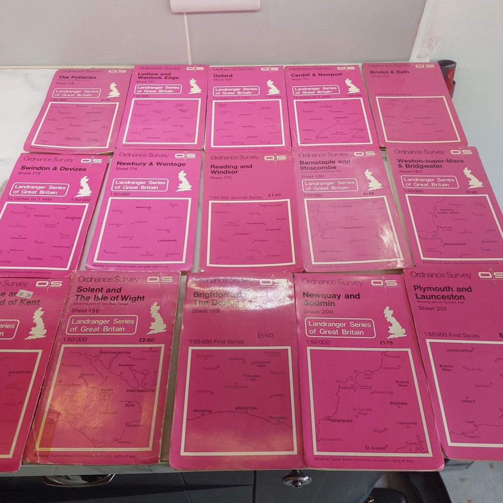 15 Vintage ORDNANCE SURVEY 1:50,000 Maps from 1970’s & 80’s Including 1st Series