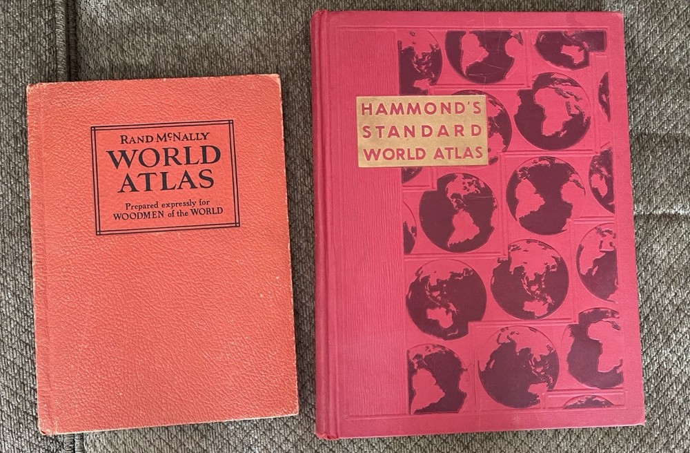 Woodmen of the World Atlas 1937 + Hammond’s Standard World Atlas 1961 Lot of 2