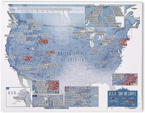USA Ski Resorts Scratch & Collect Print (Map) (UK IMPORT)