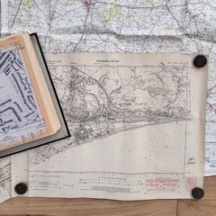 Vintage Ordinance Survey Maps & Binder Of Street Surveys Assorted As Found