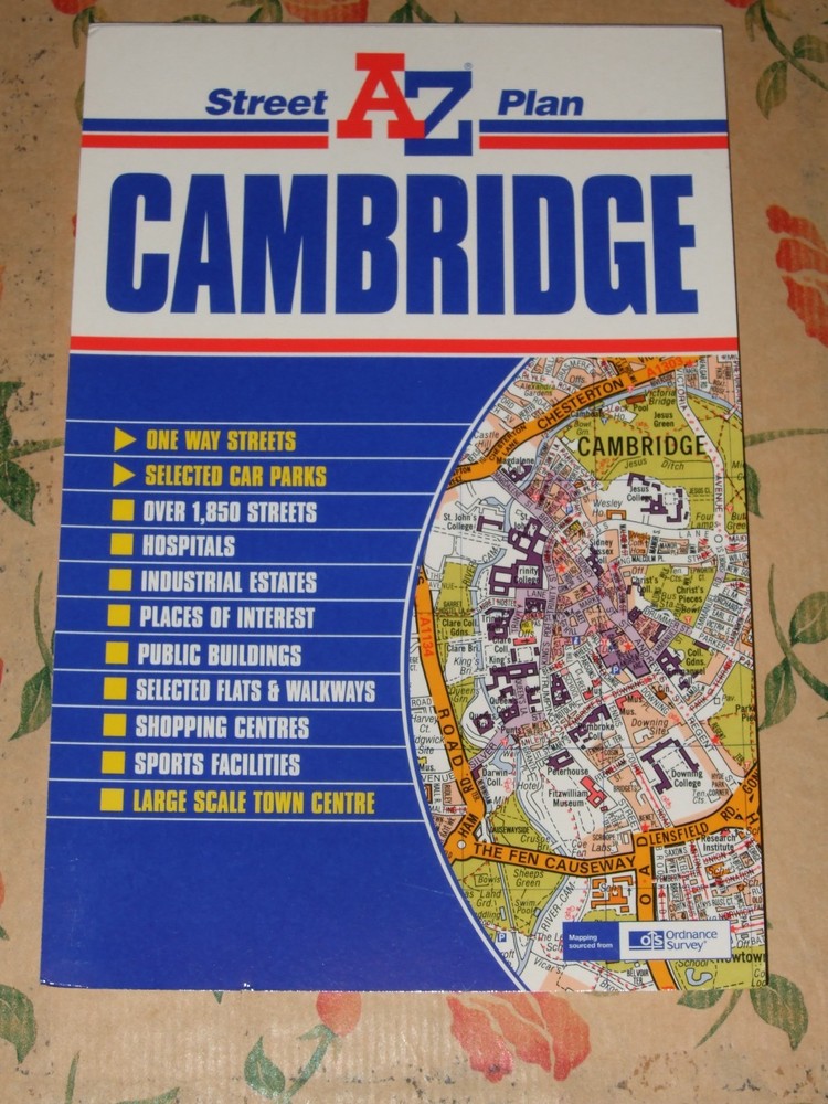 ORDNANCE SURVEY SHEET MAP AZ STREET PLAN CAMBRIDGE NO RIPS TEARS VGC
