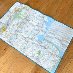 1971 Large ESSO Road Map Midlands & East Anglia Vintage Historic Old British Map