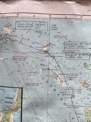 Vintage Eastern Caribbean Yachting Charts With Annotations Of A Voyage