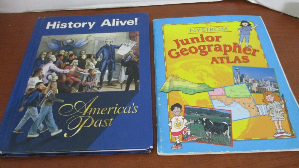 Set of 2 History / Geography Books~NYSTROM JUNIOR GEOGRAPHER ATLAS~HISTORY ALIVE