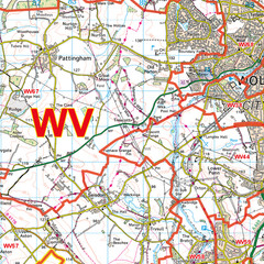 (G124) Map of Wolverhampton Postcodes, Postcode Sectors Map of Wolverhampton