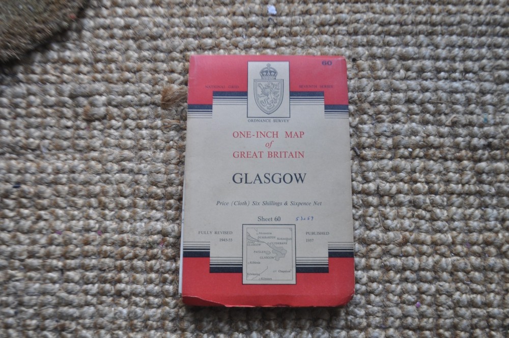 Ordnance Survey Map Cloth Sheet 60 Glasgow Seventh Series