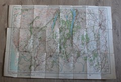 1925 Ordnance Survey Contoured Road Map WINDERMERE ULVERSTON 1 inch Popular Ed