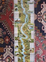 Vintage Relief Panorama of the Rhine Hoursch & Beehstedt Coloured Fold Out Map