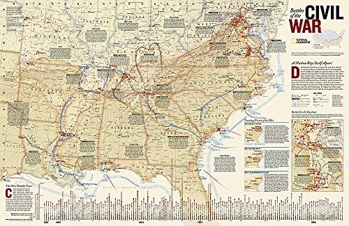 NATIONAL GEOGRAPHIC: BATTLES OF THE CIVIL WAR WALL MAP By National Geographic