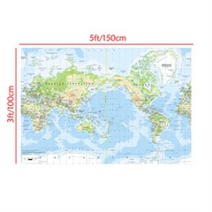 7x5ft 5x3ft Map of the World Geography With City Poster Backdrop Prints Decor