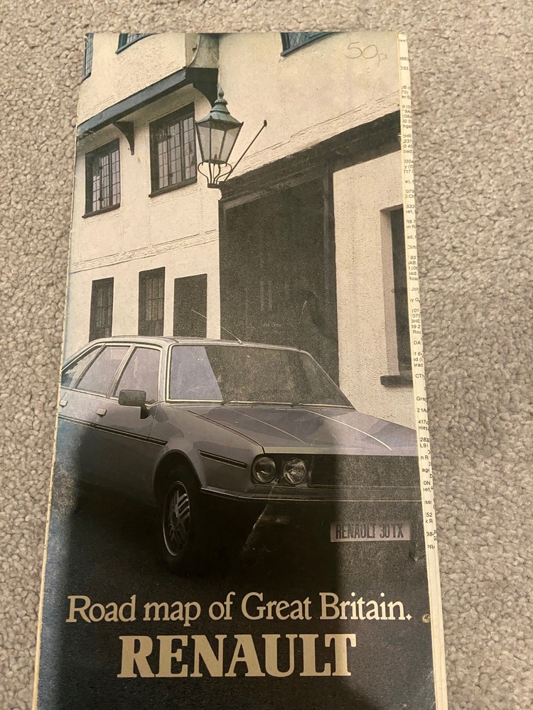1982 Renault Dealer Large Road Map of Great Britain / Poster