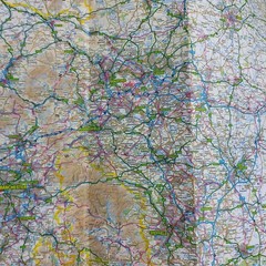 Ordnance Survey Road Travel Map Northern England 1:250K Scale Folded Route