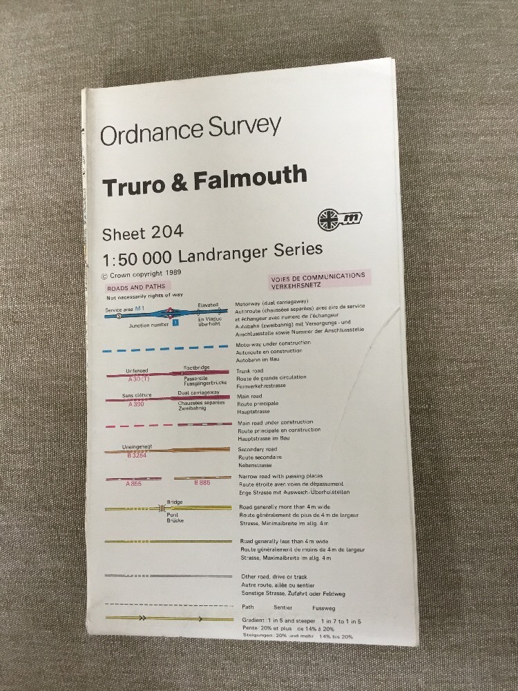 1990 Ordnance Survey Landranger Second Series Map 204 Truro And Falmouth