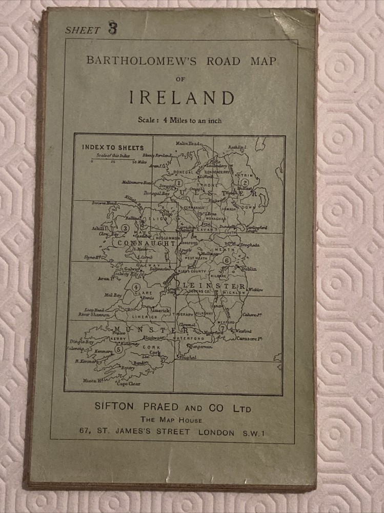 Sheet 3 – Bartholomews 4miles to Inch Map Of Ireland Sifton Praed 1930s?