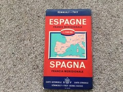Vintage Kummerly & Frey Road Map – SPAIN, + most of France, Scale 1:2 500 000