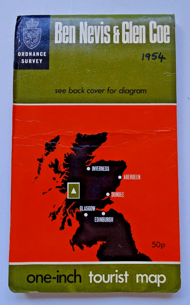 Ordnance Survey Map – One inch Tourist Map – 1967 – Ben Nevis & Glen Coe