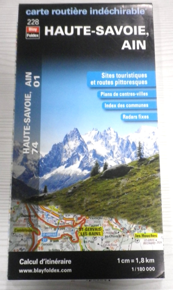 Haute-Savoie, Ain Regional Map 228 by Blay-Foldex 1:180,000 Scale