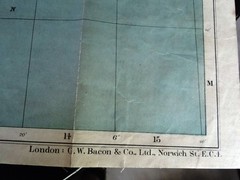 Bacon’s Motoring & Cycling Road Map IRELAND Colour Cloth Fold Out Early 1900’s