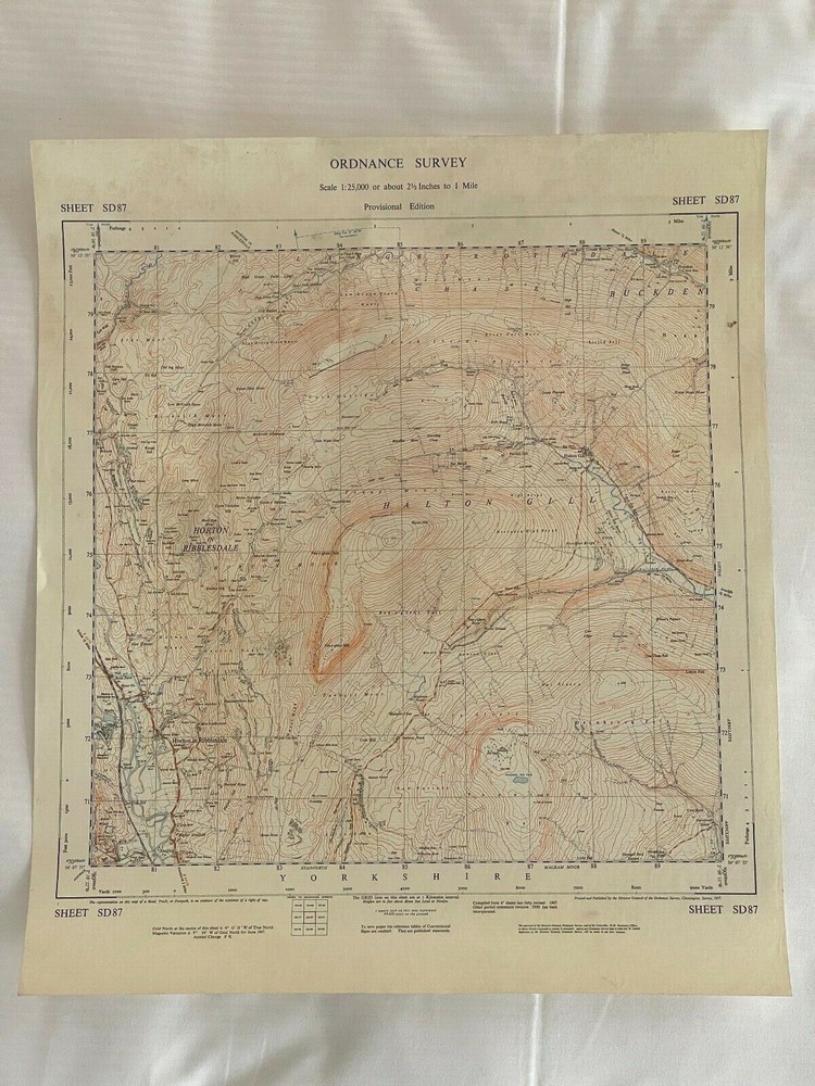 OS, 2.5 Inch to 1 Mile Map, sheet SD 87, Halton Gill, Yorkshire 1957