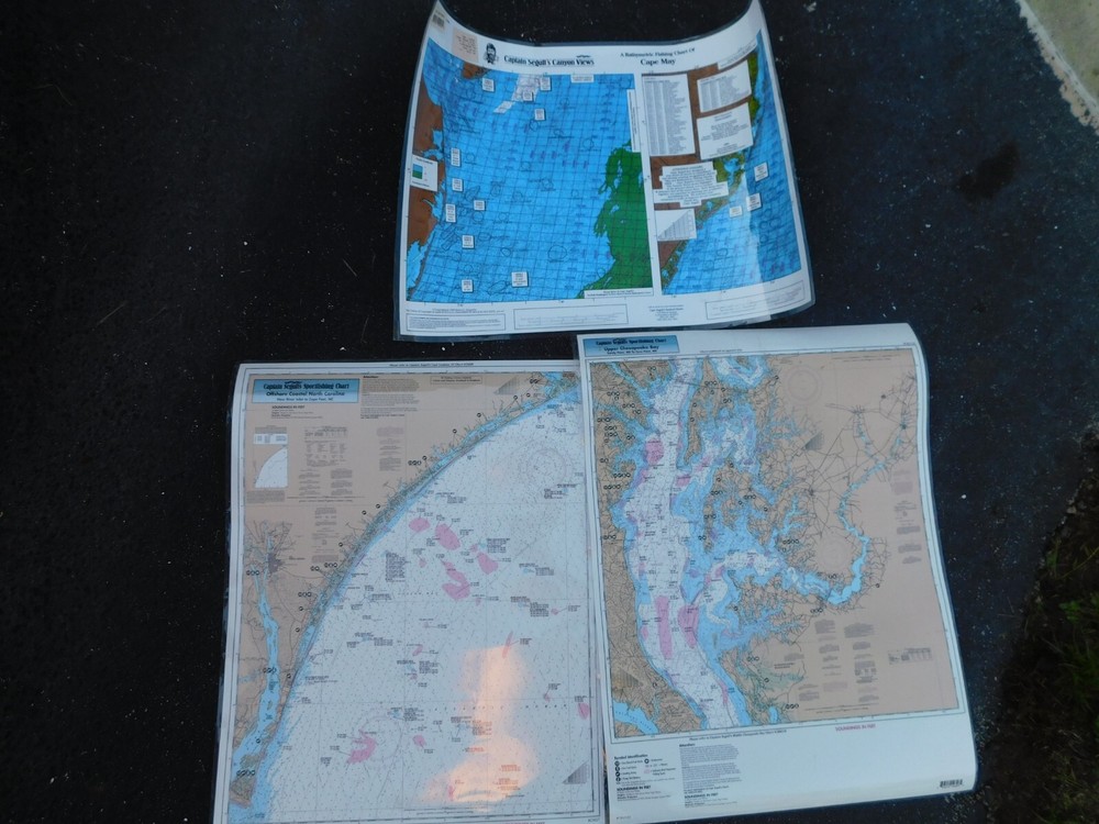 Vintage 1990’s Captain Segull’s Maps Cape May Chesapeake Bay & North Carolina