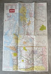 Avis Rent A Car – 1975 – Foldable Metro Street Map Seattle Tacoma Washington