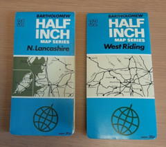 Bartholomews Vintage Maps No’s 31 & 32 N. Lancashire & West Riding 1970 & 1969
