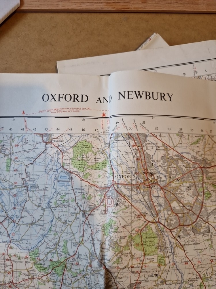 Ordnance Survey Map Of Great Britian – OXFORD AND NEWBURY – 1967 – 1/63360
