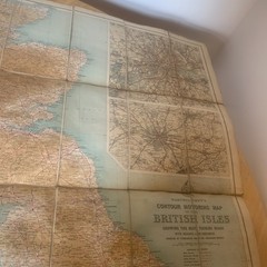 Vintage Bartholomew’s Contour Motoring Map British Isles Lined Back Cloth
