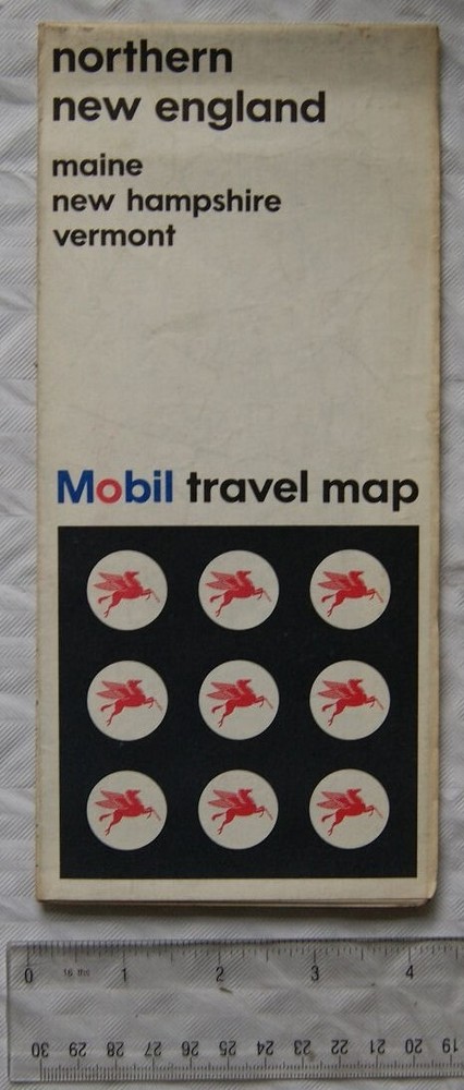 1966 Mobil Travel Map – Northern New England, Maine, New Hampshire, Vermont