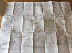 1919 Ordnance Survey One Inch Contoured Road Cloth Map 112 Marlborough & Devizes