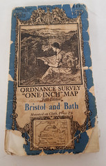 1930s Ordnance Survey One Inch Map Fifth Edition Bristol and Bath Mounted Cloth
