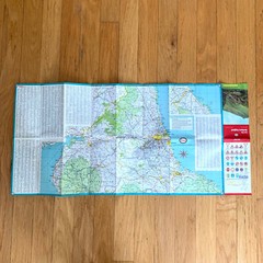 1965 Large ESSO Road Map of Northern England Historic Map incl Newcastle, York