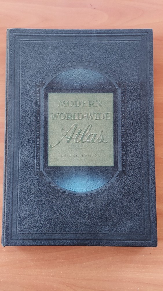 MODERN WORLD-WIDE ATLAS, 1951, COLORFUL MAPS OF COUNTRIES & STATES ILLUSTRATED